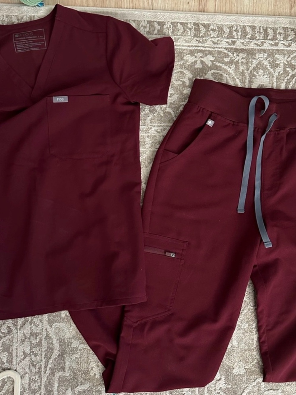 Figs Women's Scrub Set in Deep Burgundy